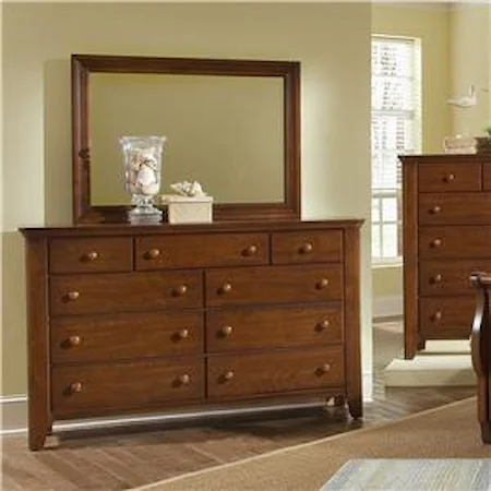 9-Drawer Triple Dresser & Rectangular Mirror Combo